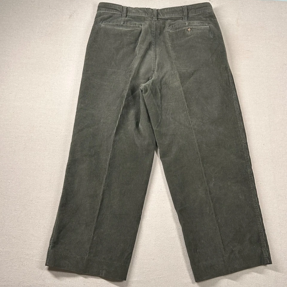 Vintage LL Bean Corduroy Pants mens 38x30 (fits 36x28) Pleated Olive Green 90s - Image 2 of 4