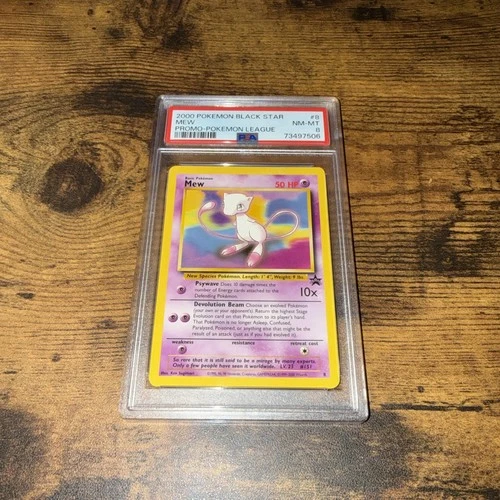 2000 POKEMON BLACK STAR PROMO-POKEMON LEAGUE MEW #8 - PSA 8 NM-MT! WOTC!