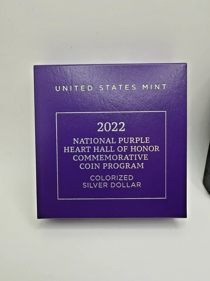 2022 W Purple Heart Colorized Silver Dollar w/ OGP & COA - Image 4 of 4