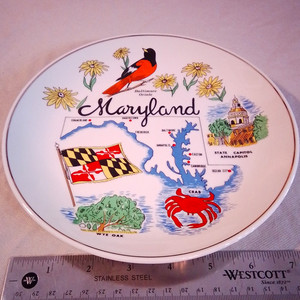 Maryland Souvenir Collector Plate Baltimore Oriole State Capitol
