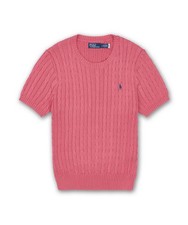 Genuine Polo Ralph Lauren W Cable Knit Cotton Short Sleeve Sweater - Red
