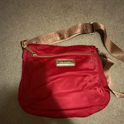 Calvin Klein Women s Red Crossbody Bag Gold Zip Logo Brown Adjustable Strap