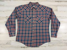 Vintage 70s 80s JCPenney Big Mac Shirt Mens Large Plaid Pearl Snap Work