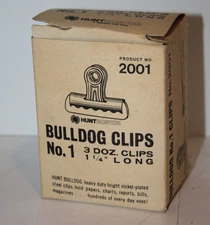 Boston Bulldog Clips 3 dozen No. 1 Nickel plated steel Hunt MFG. Co.