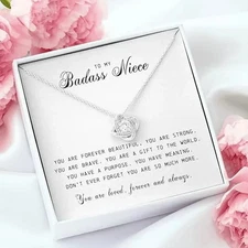 To My Badass Niece Necklace From Aunt Uncle, Anniversary Birthday Gift For Her