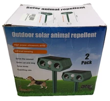 Solar Ultrasonic Animal Repellent Outdoor Cat Deterrent Infrared Sensing 2 Pack