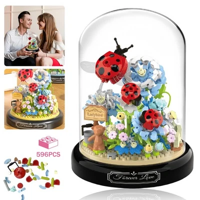 MARKENLOS 596 Stück Blumen Bausteine Set Blumenstrauß Modellsteine Bauspielzeug Baukasten