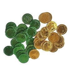 50PCS St. Patrick s Day Plastic Gold Coins Clover Party Decorations