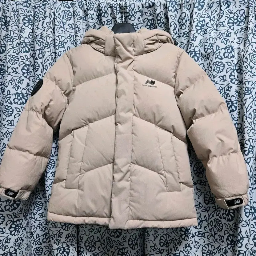 New Balance Beige Padded Jacket with Hoodie, Men's Size thumbnail 3