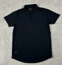 BYLT Polo Shirt Mens Medium Black Short Sleeve Activewear Stretch Lux Adult