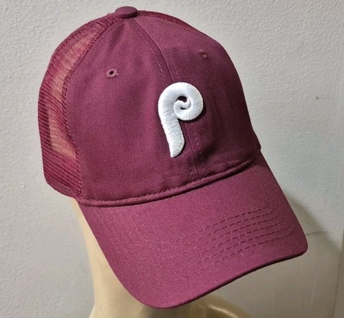 Philadelphia Phillies Trucker Hat Phillies Throwback Burgandy Mesh Baseball Cap - Picture 4 of 17