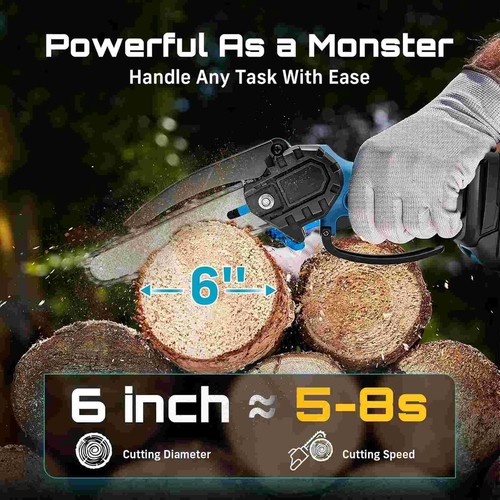 6 inch Electric Mini Chainsaw Cordless Saw Handheld (2X 21V Battery ...