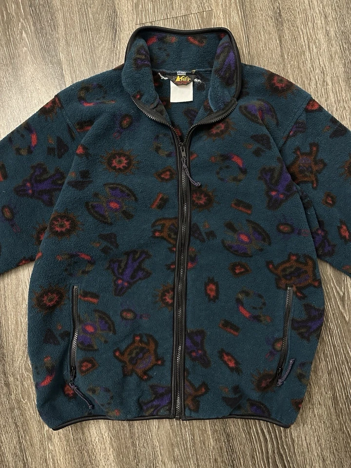 Vintage REI Fleece Jacket 90s Aliens Full Zip Large Snake Turtle Retro - Image 3 of 4
