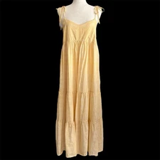 The Nines by Hatch Butter Yellow Tiered Maternity Dress Size M Feminine Romantic