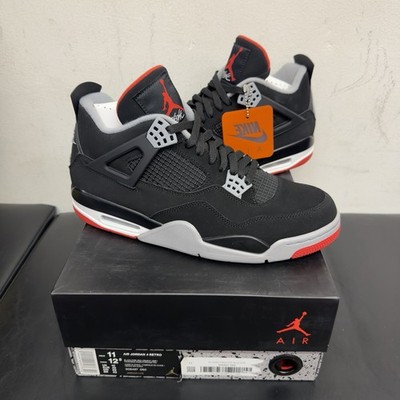Nike Air Jordan 4 Men's Size 11 Bred 2019 Retro Sneakers 308497-060 Brand New