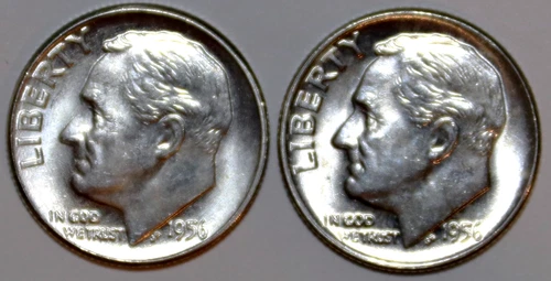 (2) Roosevelt Dimes - 1956D(BU) 1956P (BU) - #3759D - Free SHIPPING