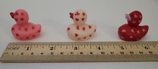 Mini Rubber Ducky Trio Hearts Red Pink