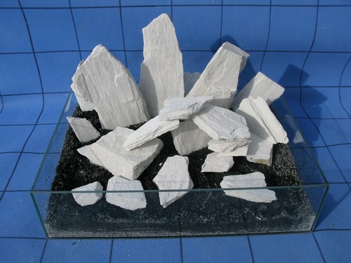 Aquarium Stone Fish Tank Terrarium Rock Cave WHITE SLATE 3kg Set - Picture 7 of 10