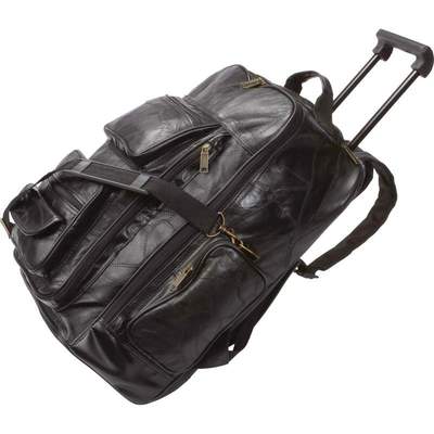 Black Leather Rolling Suitcase Bag Mens Carry On Backpack Trolley - Leather Rolling Luggage Black Leather Rolling Suitcase Bag Mens Carry On Backpack Trolley - Leather Rolling Luggage