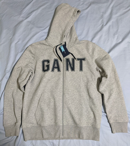 Gant Logo Full Zip Sweat Hoodie Grey Melange XL - Picture 5 of 8