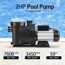 Hayward 2HP Variable 2-Speed Swimming Pool Pump Motor Strainer In/Above Ground