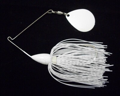 ELITE SPINNERBAIT  1/2oz  WHITE with SILVER GLITTER with GLITTER COLORADO BLADE