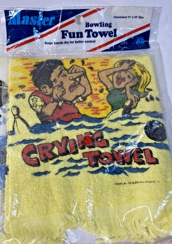 Vintage Comical Bowling Crying Hand Towels Lot Of 4 1970's Sealed - Picture 3 of 8