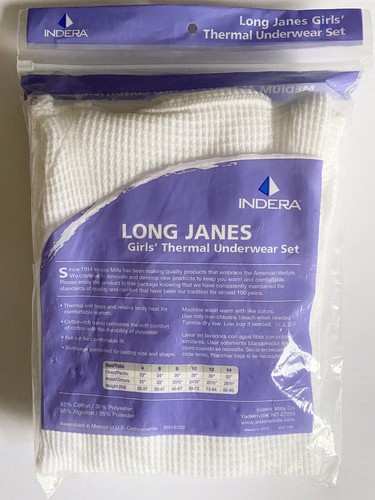 New INDERA girls Long Janes Thermal Underwear Set Sz Small, Medium Activity USA - Picture 4 of 5