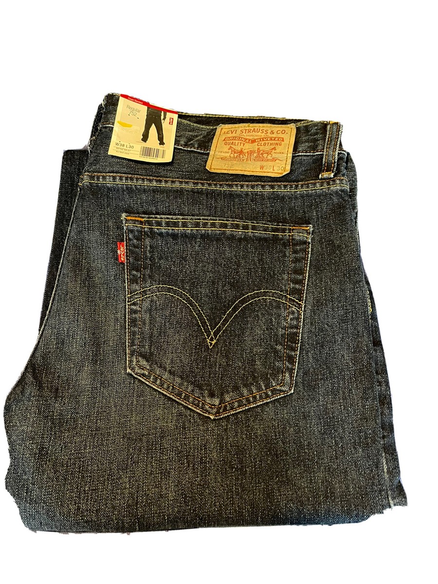 Mens Vintage LEVI'S 752 Blue Denim Regular Straight Jeans Mens W38 L30 BNWT