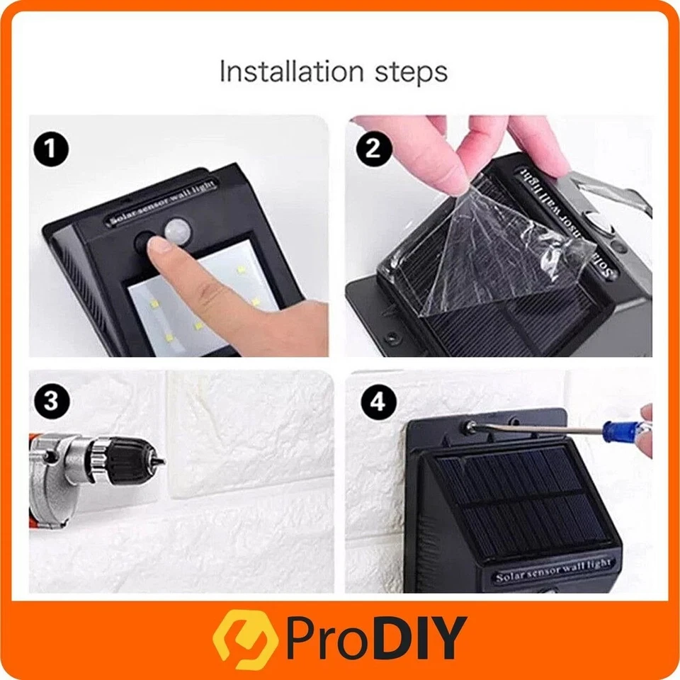 6pcs Solar Power Lamp 100 LED Lights Motion Sensor Outdoor Security Lamp Wall - Image 3 of 4