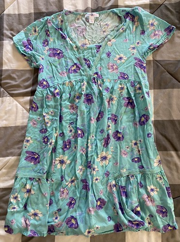 Girls Size Large 12/14 Sugar & Jade Teal Floral Short Sleeve Dress - Picture 2 of 2