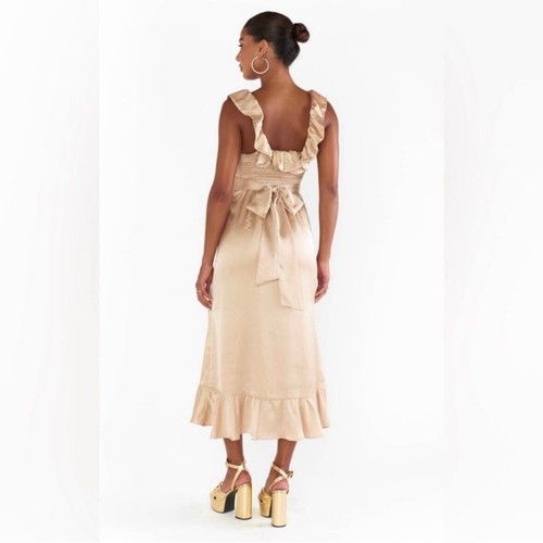 show me your mumu alexis midi dress champagne luxe satin large - Bild 2 von 13