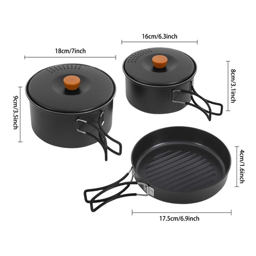Camping Cookware Set Camping Survival Stove Pot Pan Portable Outdoor Cooking Set - Picture 2 of 16
