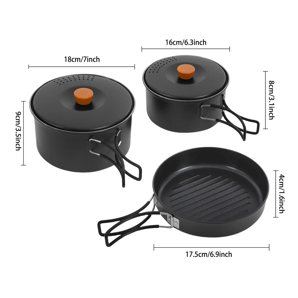 Camping Cookware Set Camping Survival Stove Pot Pan Portable Outdoor Cooking Set - Image 2 of 4