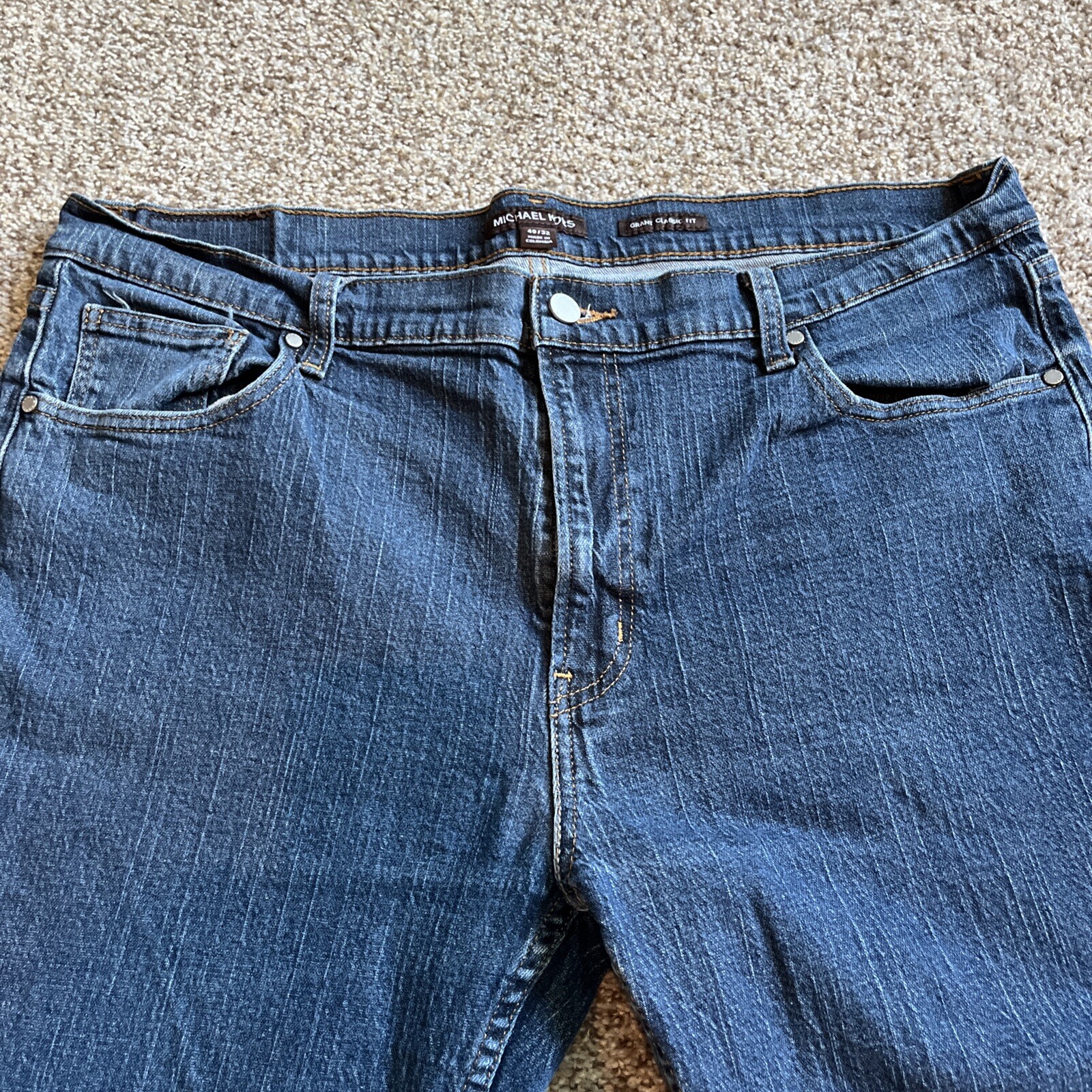 Michael Kors Jeans Men Size 40x32 (38x30) Grant Classic Fit Blue Denim Dark Wash - View 2