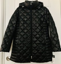 Ralph Lauren Womens Black Lightweight Hooded Puffer Down Warm Coat L New $360