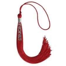 Endea Graduation Red Tassel With Silver Stacked Date Drop