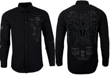 Xtreme Couture by Affliction Men's Button Down Shirt CONNECT Black Biker