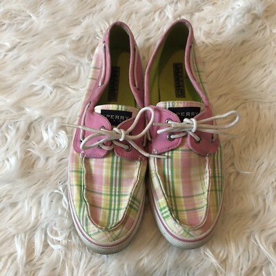 Sperry Top Sider Womens Size 9 Green Pink Stripes