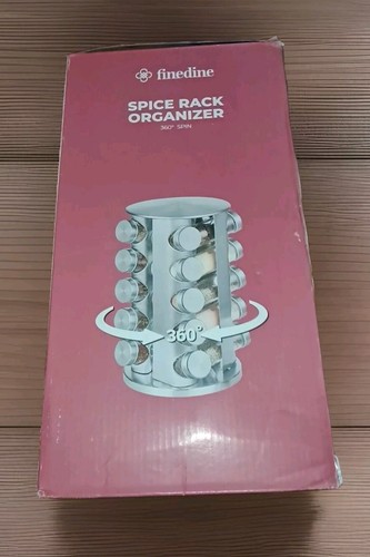 Rotating Spice Rack Organizer with 20 Jars Seasoning Storage Set Stainless Steel - Picture 2 of 5