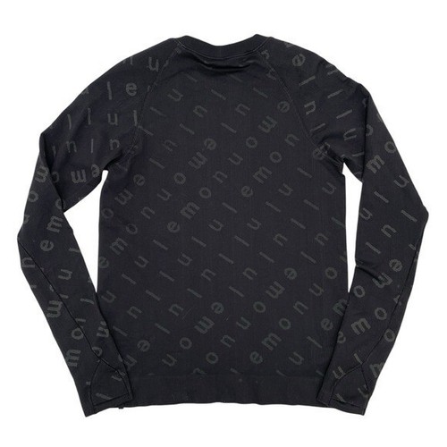 Lululemon Rest Less Pullover Logo Buchstabe schwarz graphit grau nahtlos Oberteil Gr. 8 - Bild 2 von 10