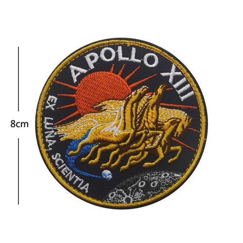 APOLLO 13 CLOTH SPACE MISSION LION BROS. NASA HAS HALLMARK 13 Gold HOOK PATCH - Picture 2 of 5