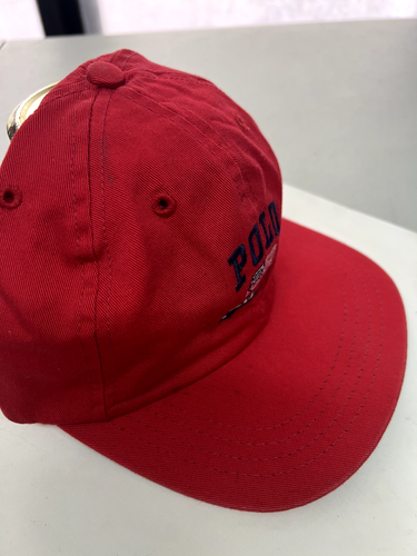 Vtg 90s Polo Ralph Lauren Hat Strapback Cap Red US Flag Spell-Out Made in USA - Picture 2 of 6