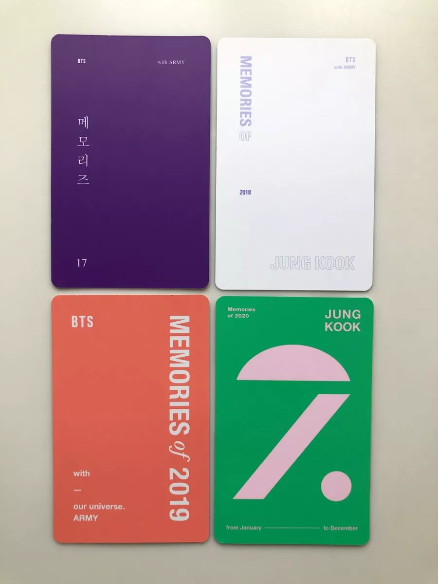 BTS Jungkook Memories of 2017,2018,2019,2020 DVD Official Photo Card 4set