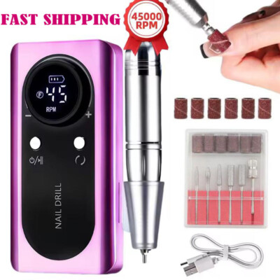 #ad #ad Rechargeable Electric Nail Drill Machine 45000RPM Portable Low Noise Sander File $21.99