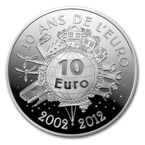 2012 France Silver €10 10th Anniversary of the Euro Silver Coin - 10 Euro's - Bild 1 von 3