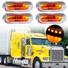 4pcs Light Amber Clearance Universal Side Marker Trailer Truck Bus Lamp 4LED