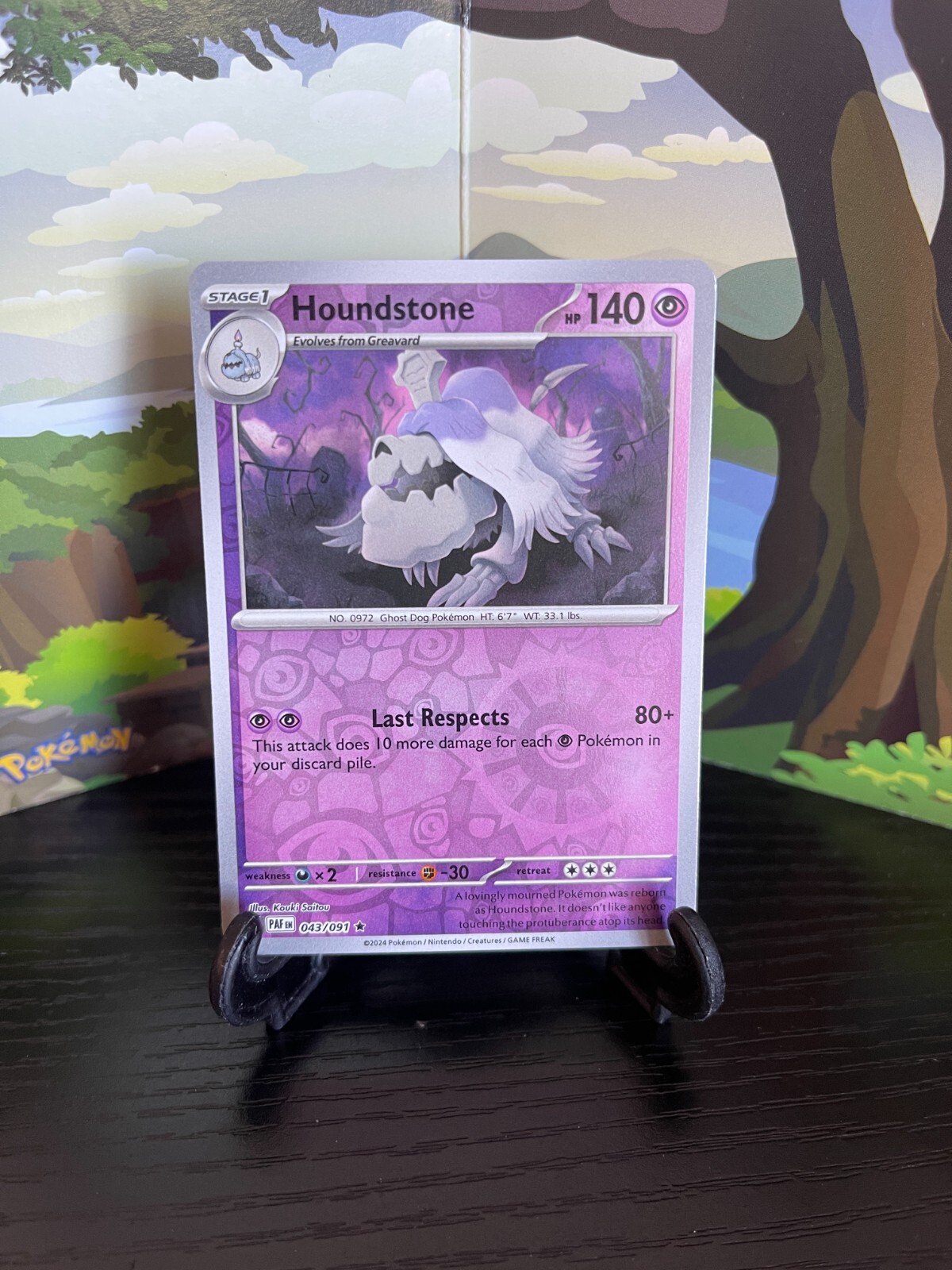 Houndstone 043/091 - Paldean Fates - Rare - Reverse Holo - Pokemon Card TCG - LP