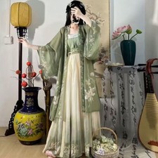 Women Chinese Traditional Cosplay Costume Ancient Hanfu Dress 3pcs Green Sets