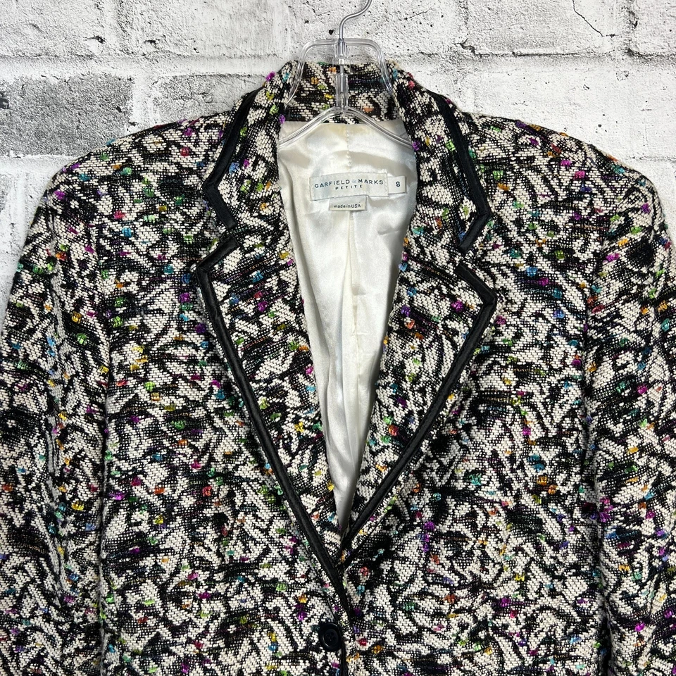 Chaqueta Garfield & Marks Ellen Boucle Tweed Blazer Recortado Talla 8 Pequeña EE. UU. Preppy Foto 2 de 4